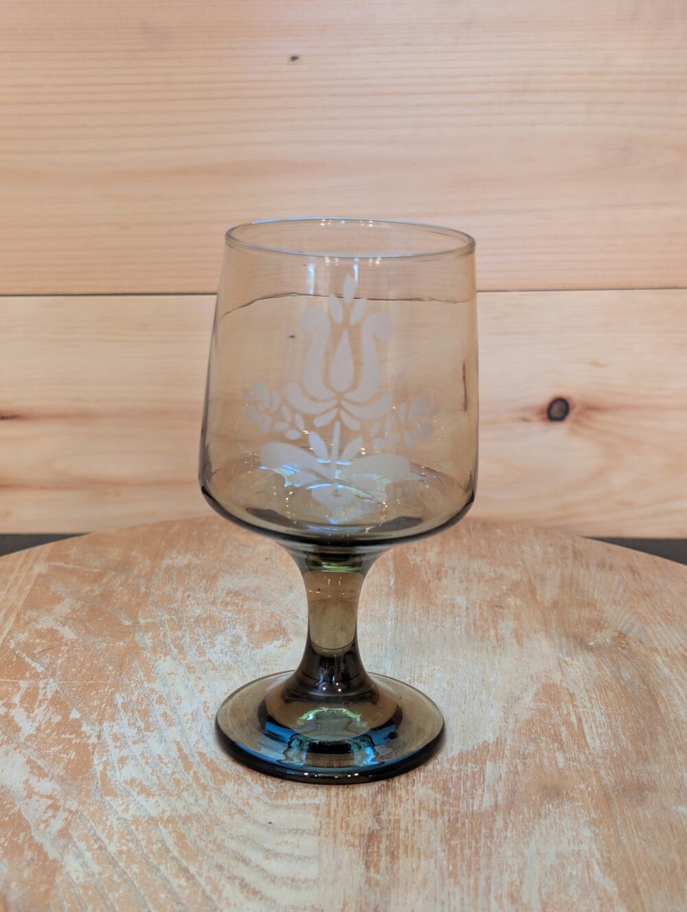 Vintage Pfaltzgraff Village Goblet Replacement Glass - Brown - 6" USA